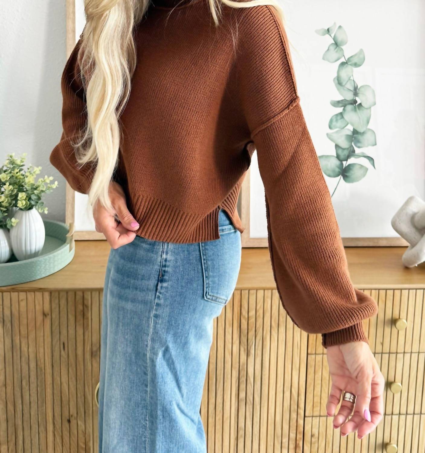 Apricot - Cropped Drop Shoulder Sweater