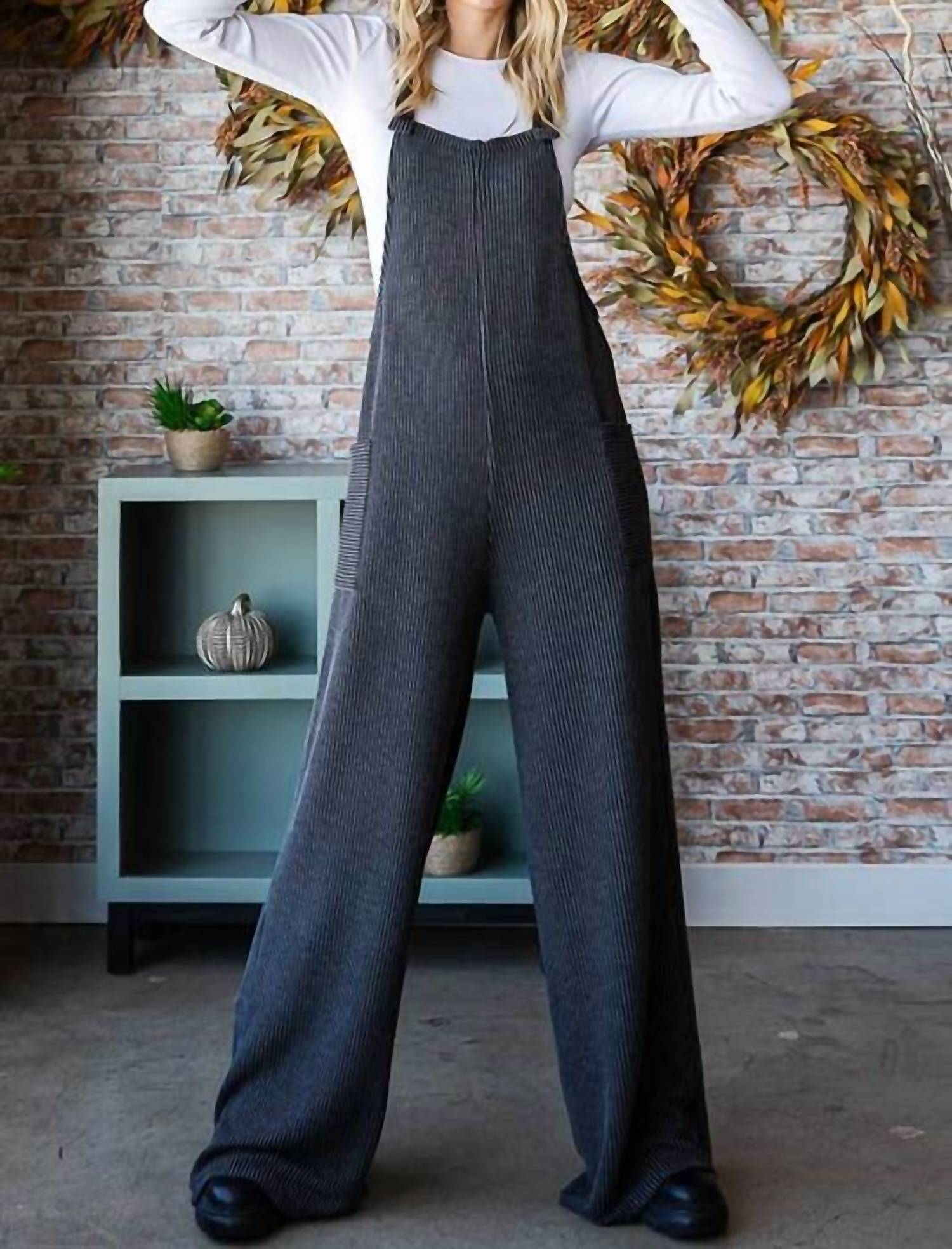 Vanilla Monkey - Solid Rib Overall Jumpsuit