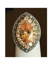 P & K Jewelry Women's Sterling Marcasite Ring in silver amber - women's jewelry - detail view