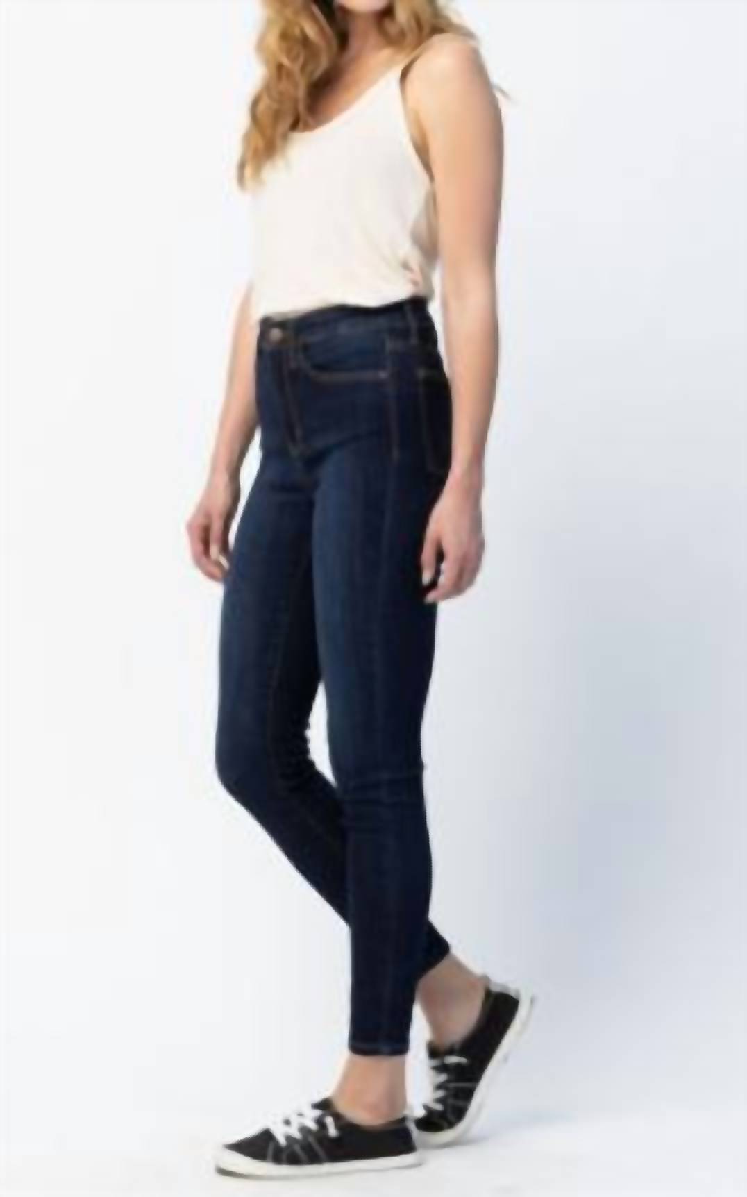 Judy Blue - High Waist Dark Wash Back Phone Yoke Seam Skinny Jeans