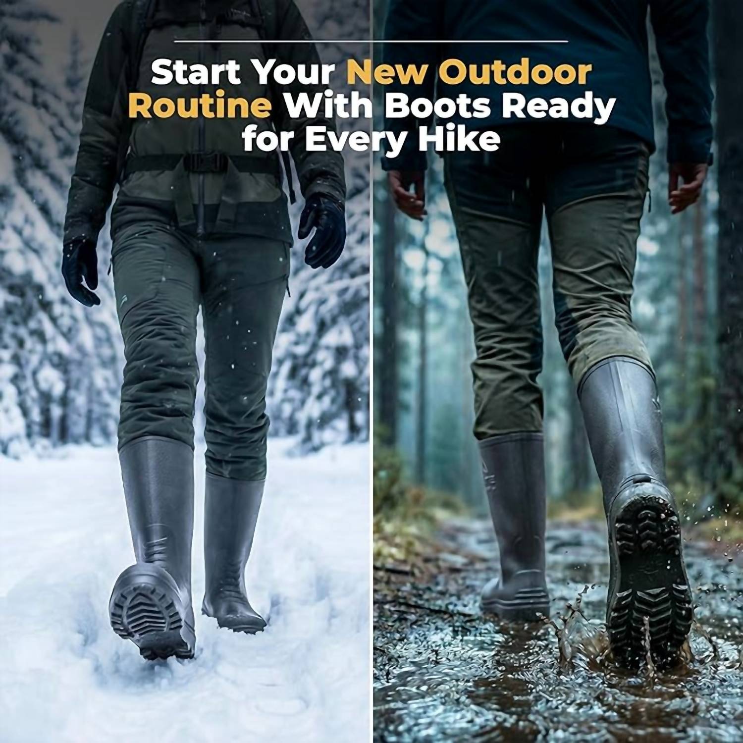 LiteBoots Women's Size Waterproof Rubber Boots in gray - women's shoe - alternate view