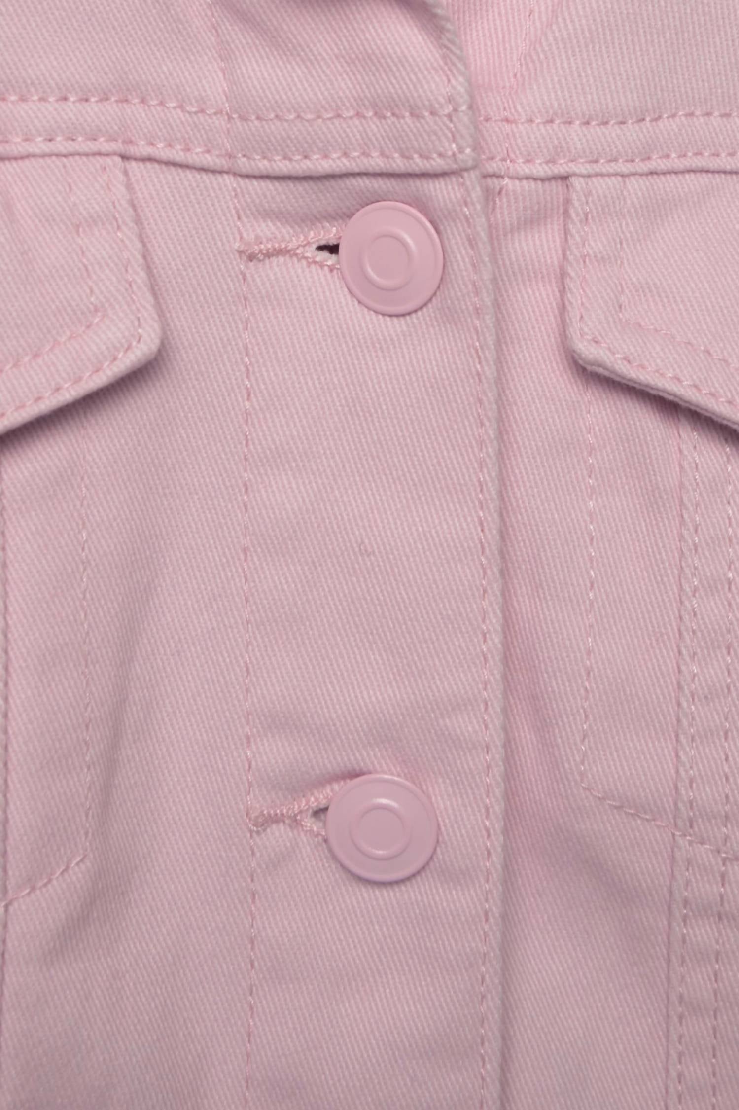 Pine Apparel - Peplum Hem Denim Jacket W/ Novelty Buttons