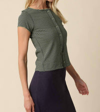Olivaceous - Tahni Striped Button-Front Top