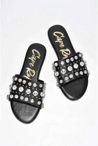 Cape Robbin - Women's Klon Rhinestone Studded Flat Sandals