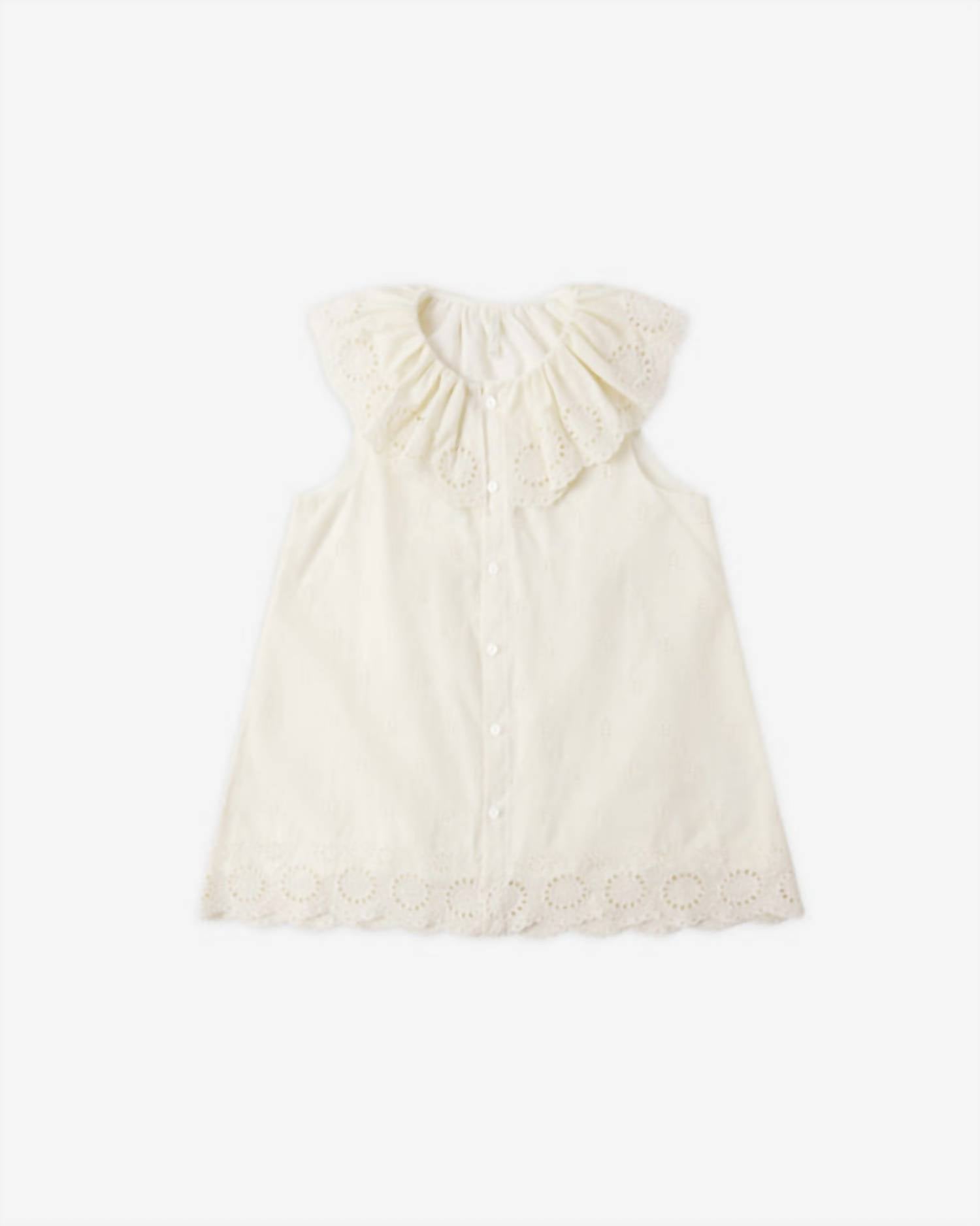 Rylee + Cru Girls Marina Dress in ivory - kids' dress - detail view