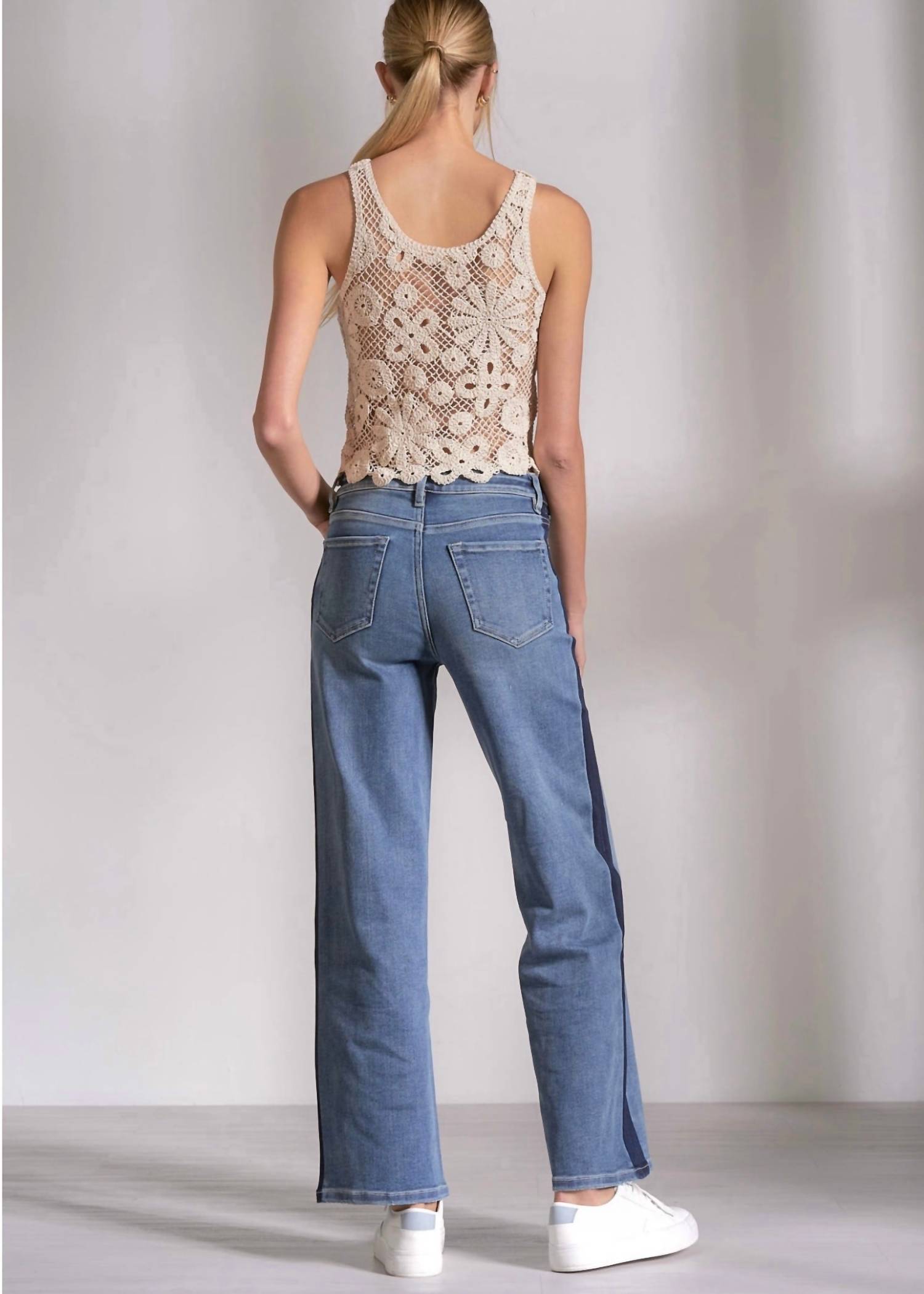 ELAN Jade Wide Leg Jeans in blue - women's jeans - alternate view