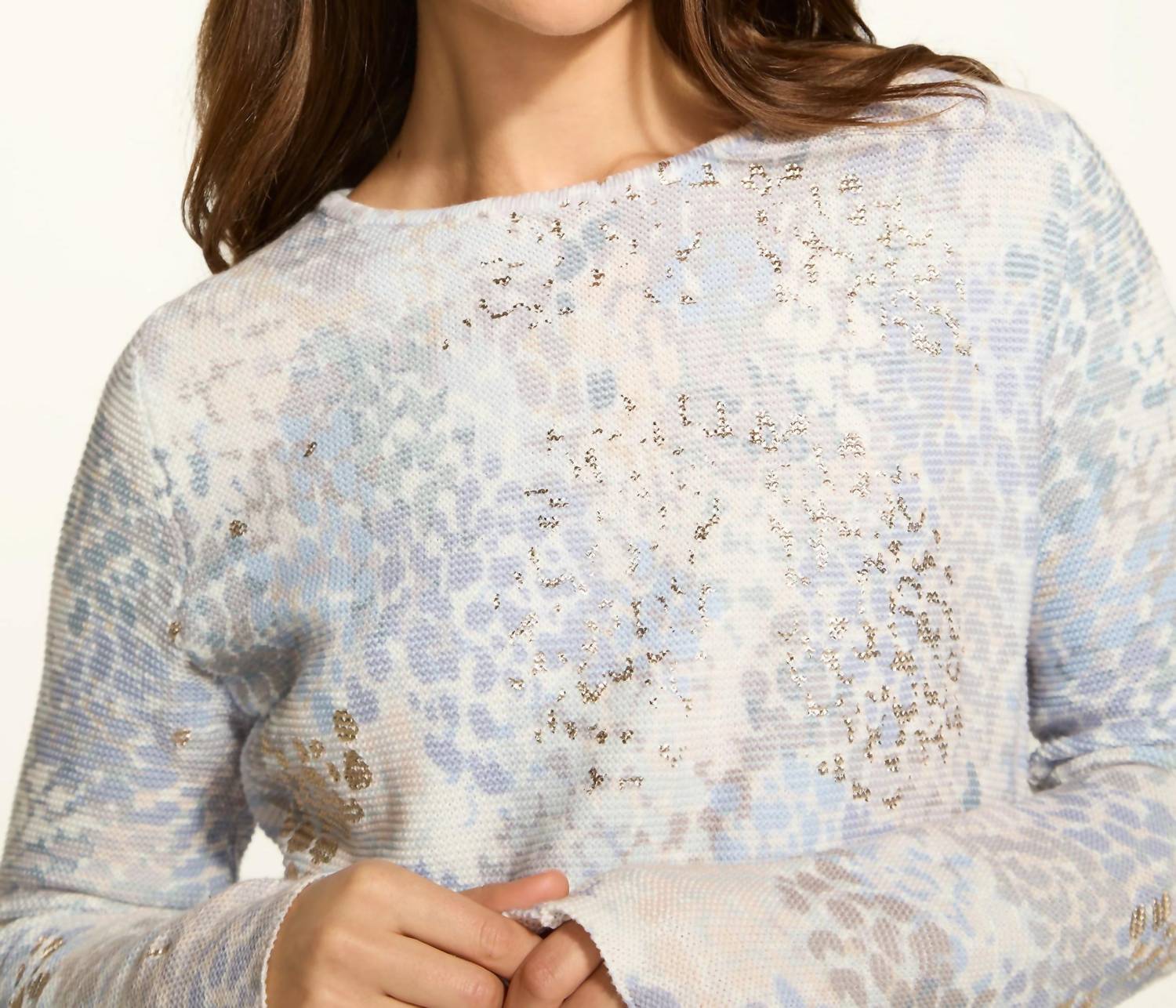 FDJ Mireille Metallic Printed Sweater in spectral neutral - women's sweater - view 4