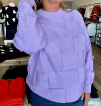 Vine & Love - Round Neck Long Sleeve Textured Sweater