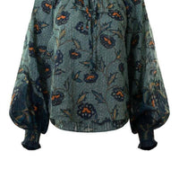Ulla Johnson Kaitlyn Blouse in cornflower - women's blouse - detail view