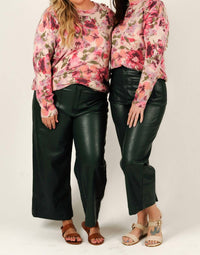 SKIES ARE BLUE Bloom and Blush Sweater in pink floral - women's sweater - alternate view