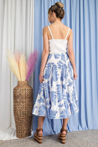 Ee:Some - Tropical Print Tiered Maxi Skirt