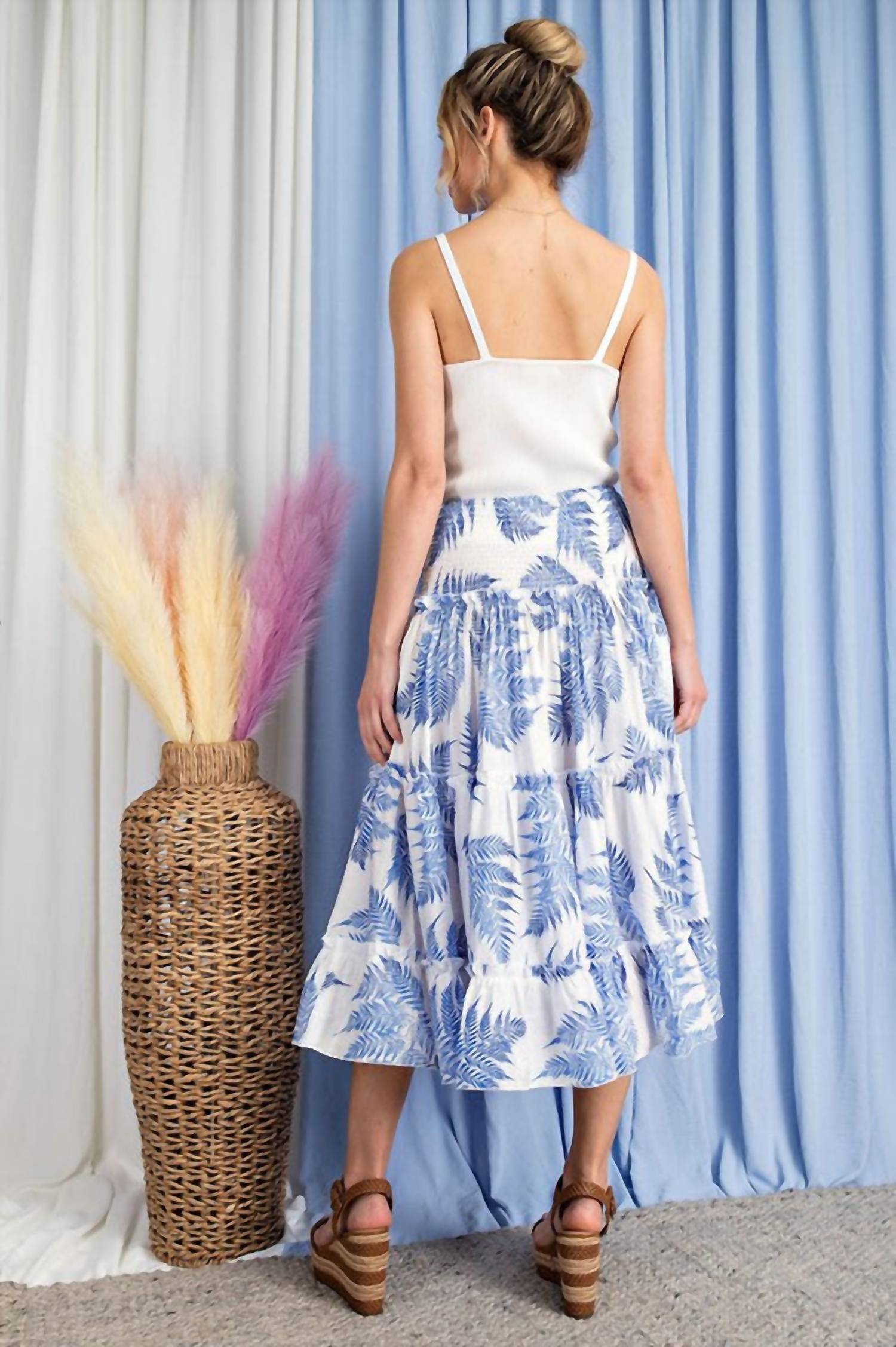Ee:Some - Tropical Print Tiered Maxi Skirt
