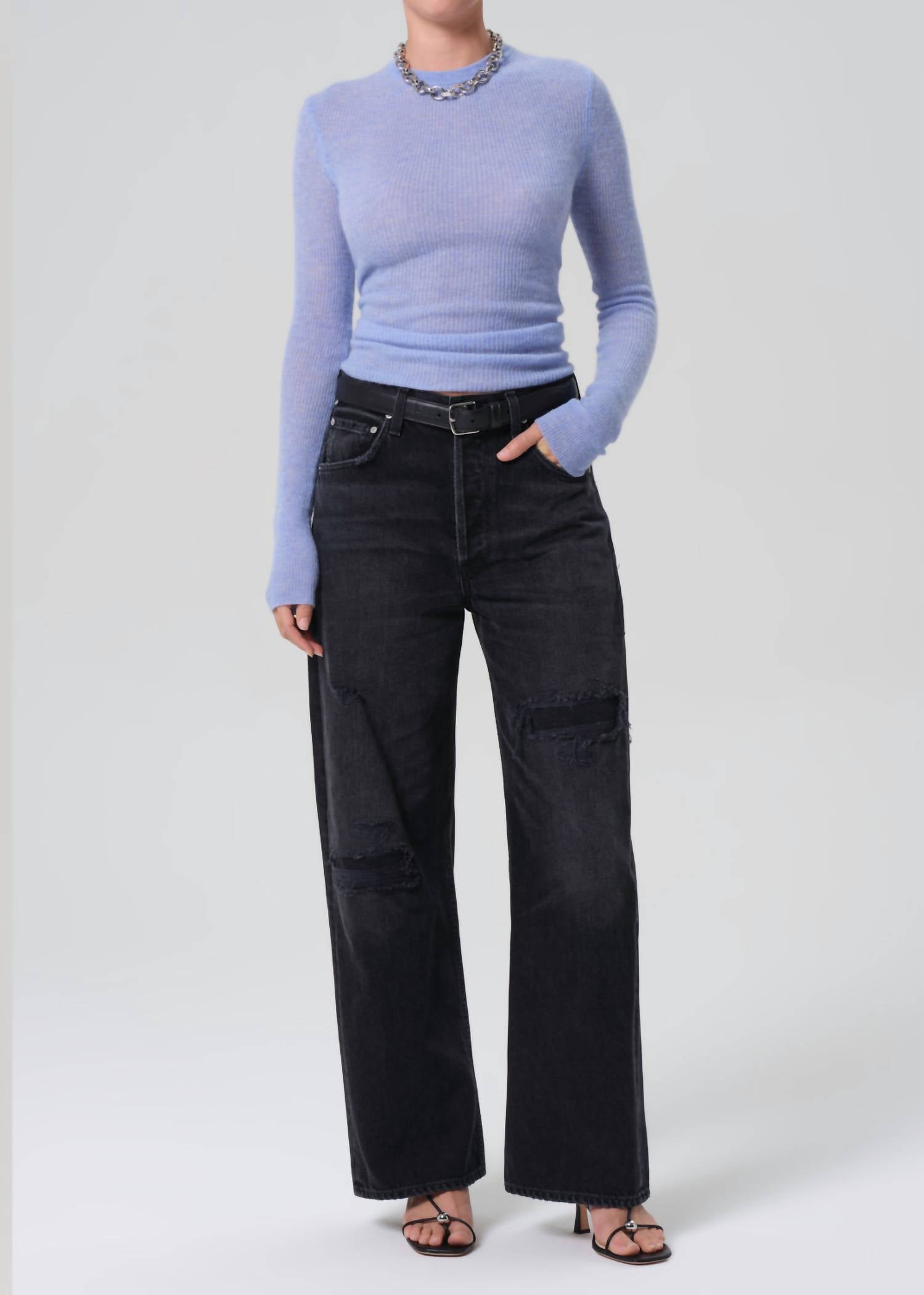 Citizens of Humanity Alessia Sweater in heather robin - women's sweater - detail view