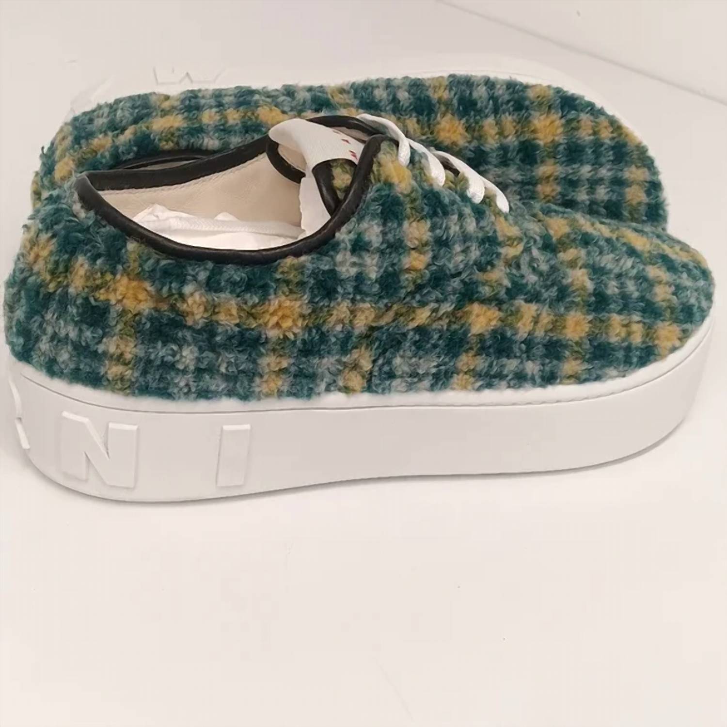 Marni - Men's Tartan Check Wool Platform Low-top Sneakers