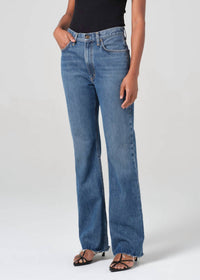 AGOLDE Leena High Rise Baby Flare Jeans in placebo - women's jeans - view 4