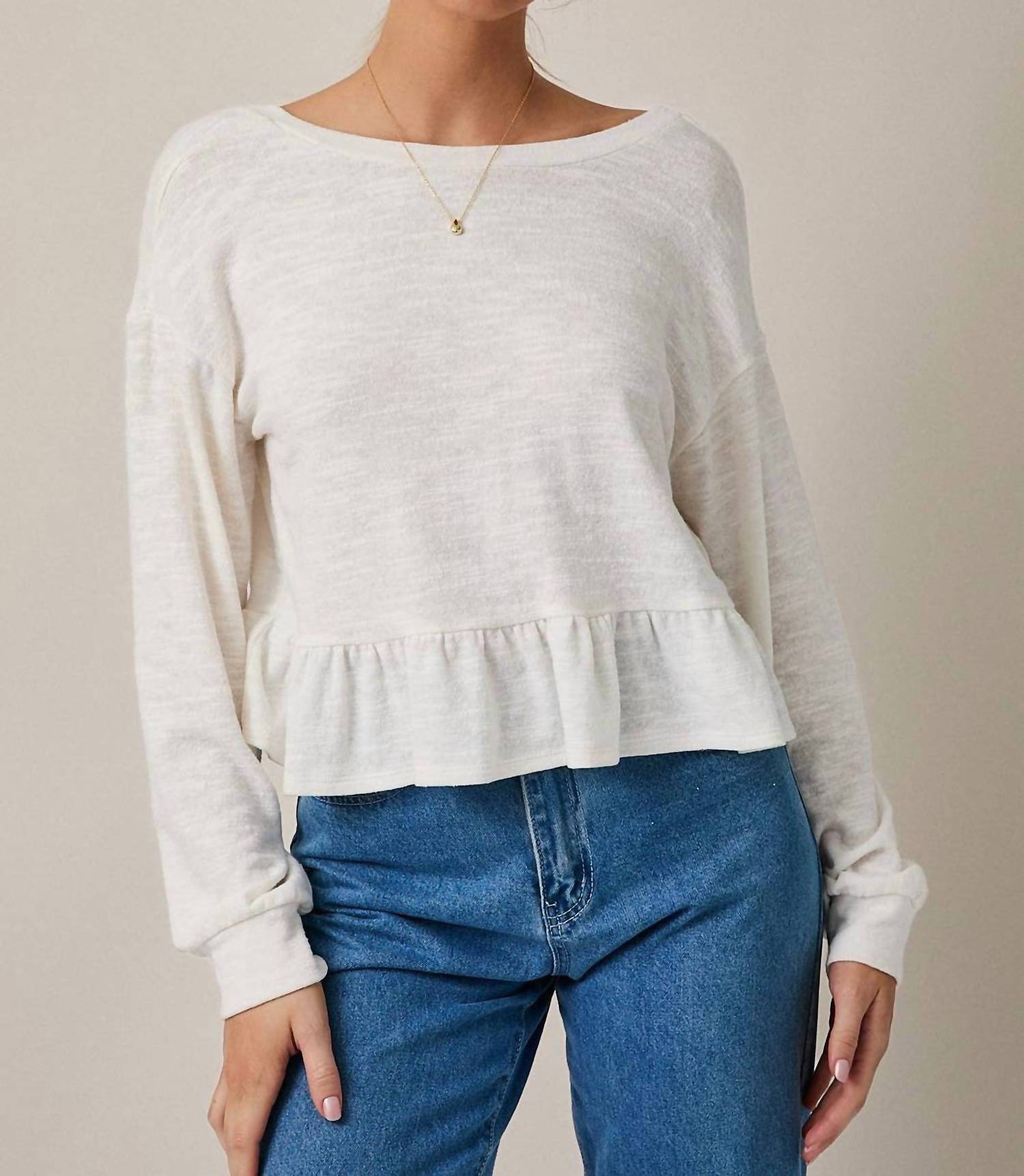 Gilli - Peplum Hem Scoop Neck Top