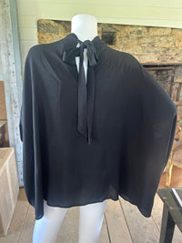 Before You - Women's Crepe Mock Neck Back Neck Tie Top