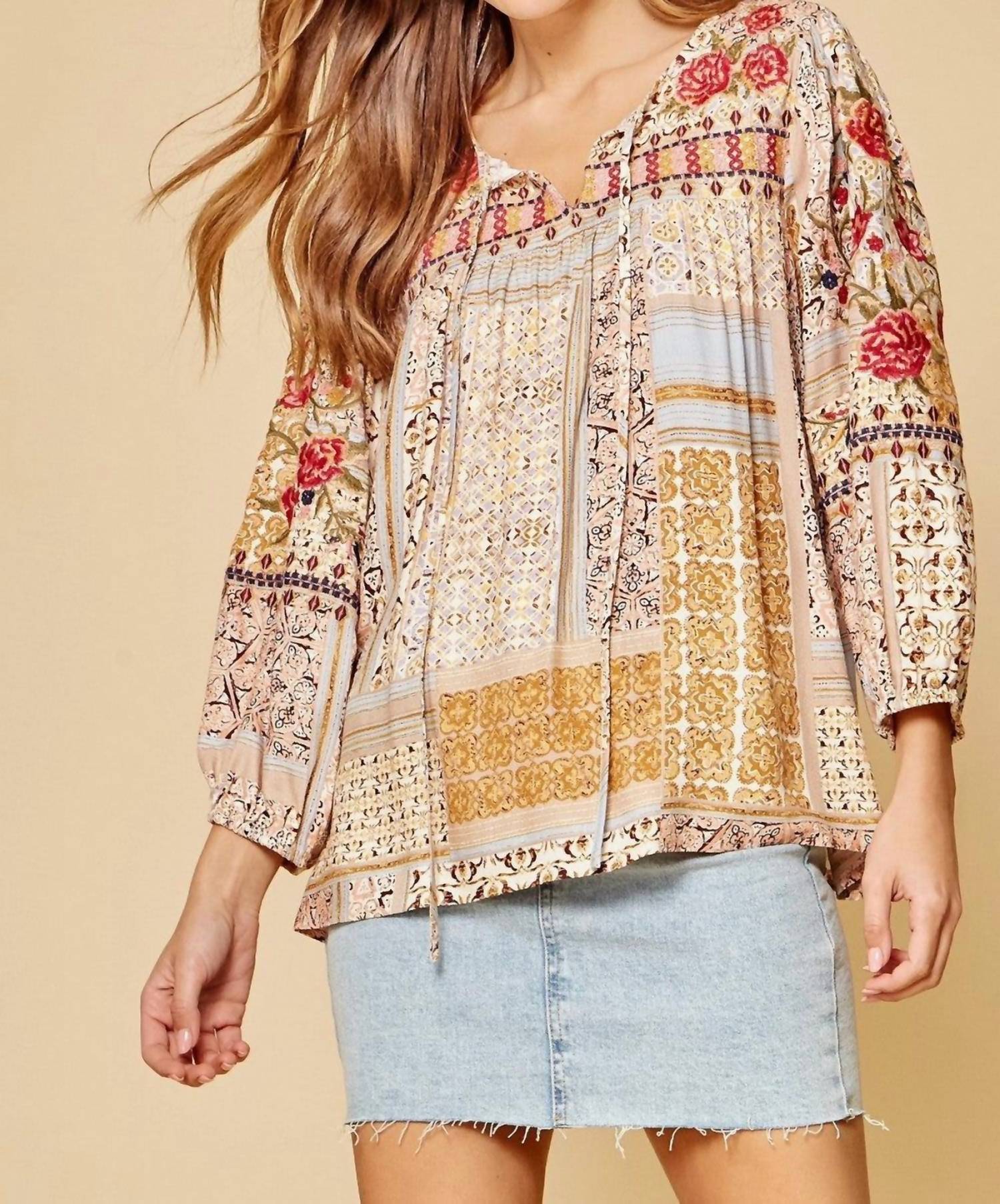 Andree By Unit - Embroidered Babydoll Top