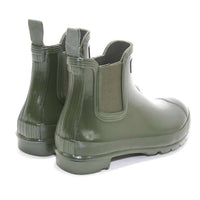 HUNTER Women's Chelsea Gloss Rain Boots in dark olive - women's shoe - detail view