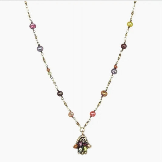 Michal Golan - Sunset Small Heart Hamsa Necklace