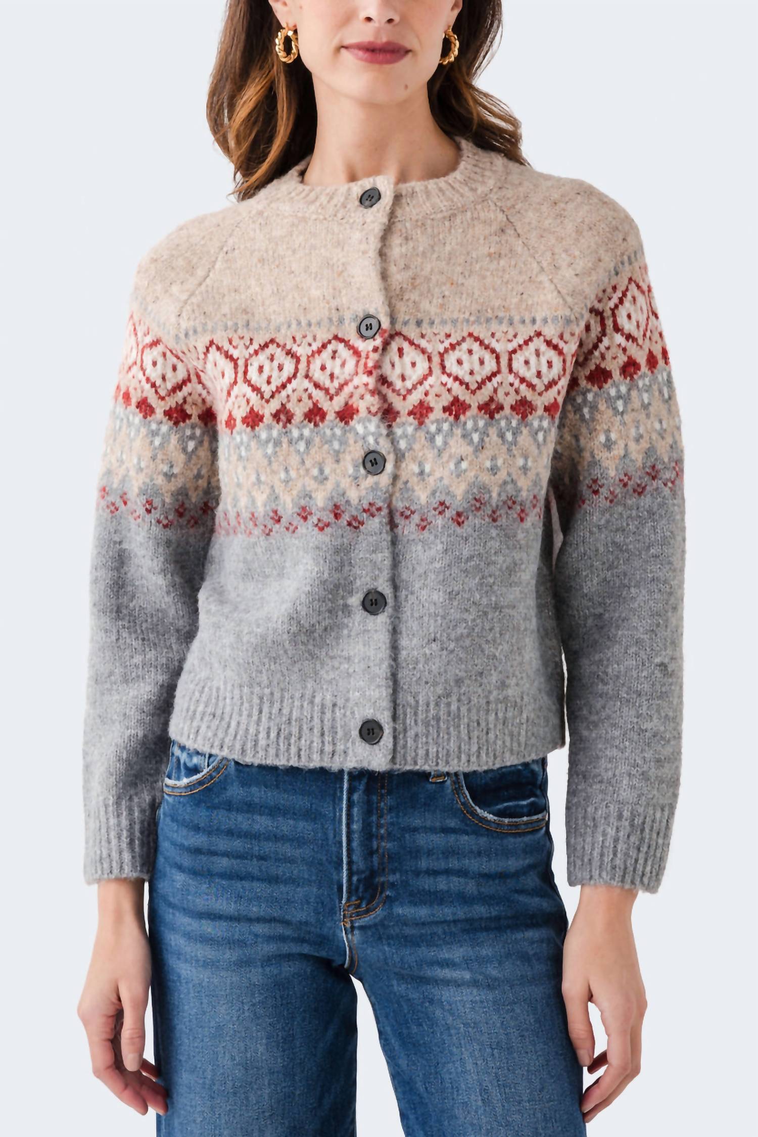 Rd Style - Themis Long Raglan Sleeve Crewneck Cardigan