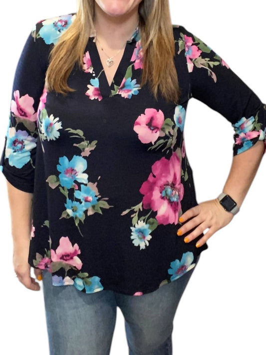 Honeyme - Floral Gabby Tunic Top