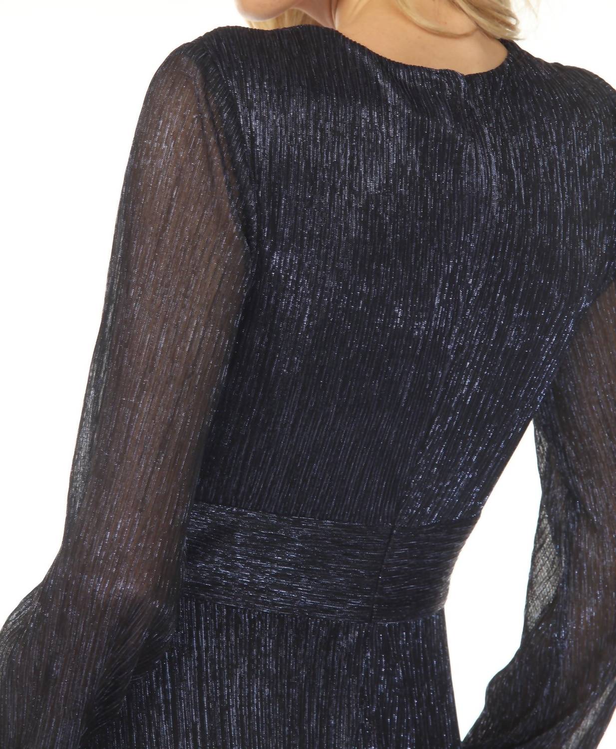 Joseph Ribkoff - Metallic Wrap V-neck Maxi Evening Dress