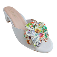 Lalisa Women's Floral Sandal in white - women's sandal - detail view