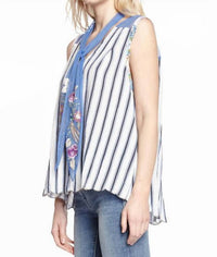 Aratta - Sleeveless Sequin Embroidered Mesh Neck Tie Top