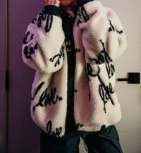 Ruben Rojas Women's The Love Sherpa Jacket in white - women's jacket - detail view
