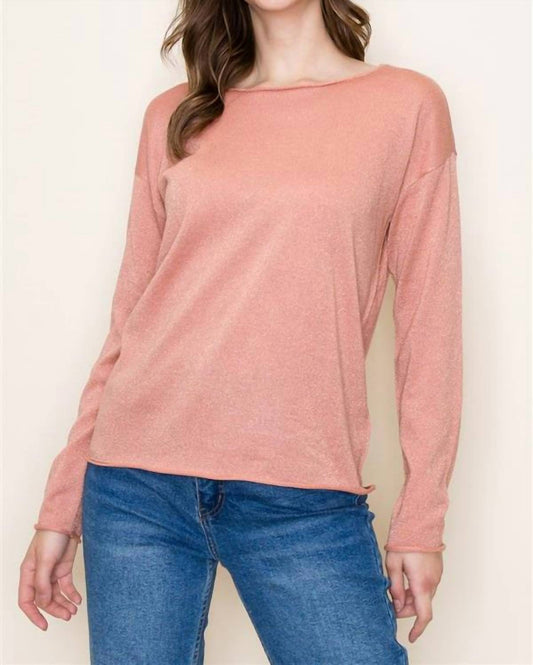 Lurex Boat Neck Long Sleeve Sweater