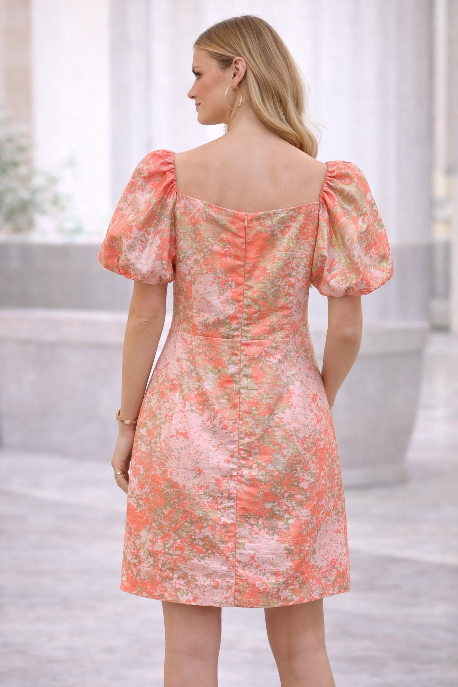 Jade Puff sleeve dress in gold dust - women's dress - alternate view