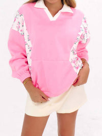 Main Strip Very Cutesy Floral Pullover Sweatshirt in pink - women's top