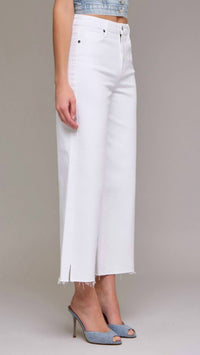 HIDDEN Women's High Rise Cropped Wide Leg Jeans in white clean - women's pants - alternate view