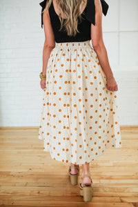 Jacquie The Label - Golden Polka Dot Midi Skirt