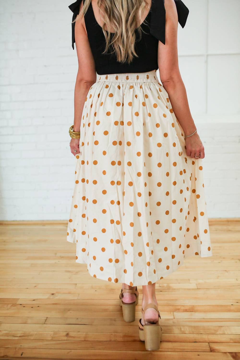 Jacquie The Label - Golden Polka Dot Midi Skirt