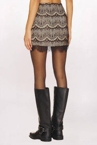 Free People Zoey Lace Mini Skirt in black - women's skirt - detail view