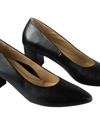 Ara Women's Lichfield Mid-heel Pump in black leather - women's heels - detail view