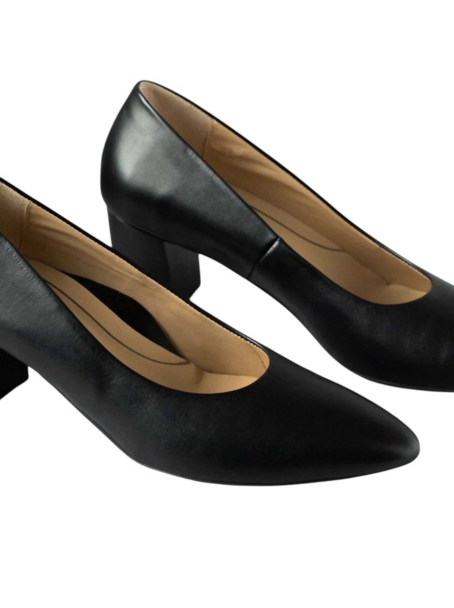 Ara Women's Lichfield Mid-heel Pump in black leather - women's heels - detail view
