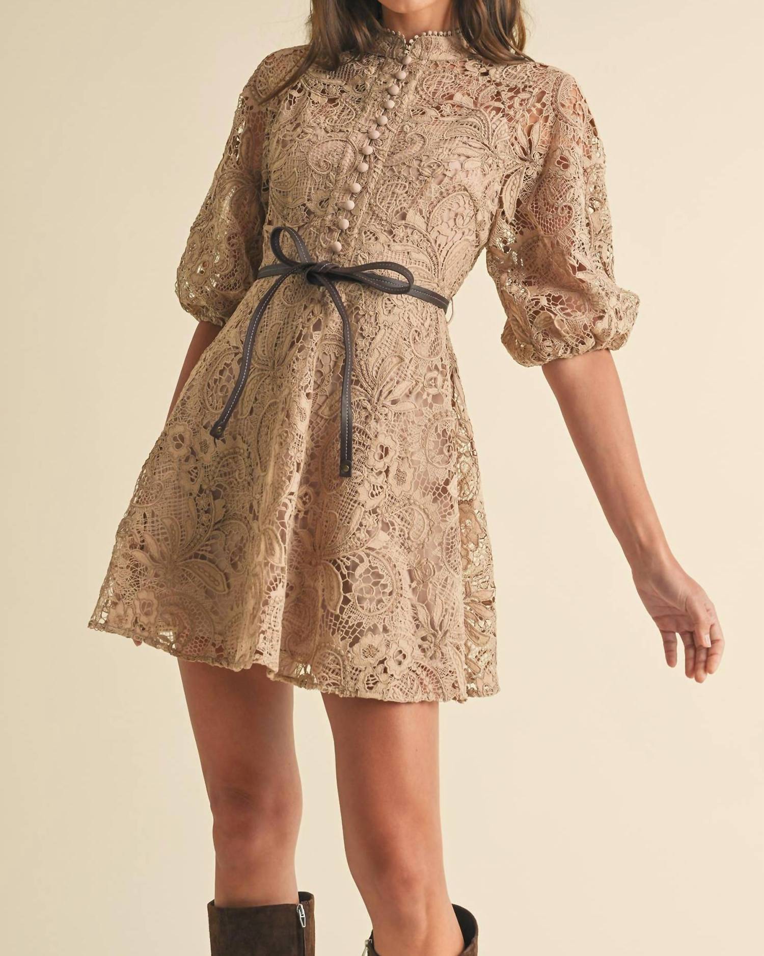 Eb Luxe - Kamilla Crochet Lace Mini Dress