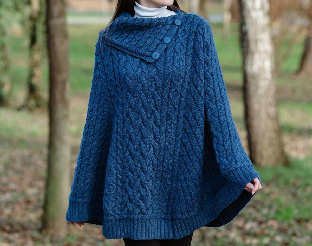 Saol Knitwear - Cowl Neck Button Poncho