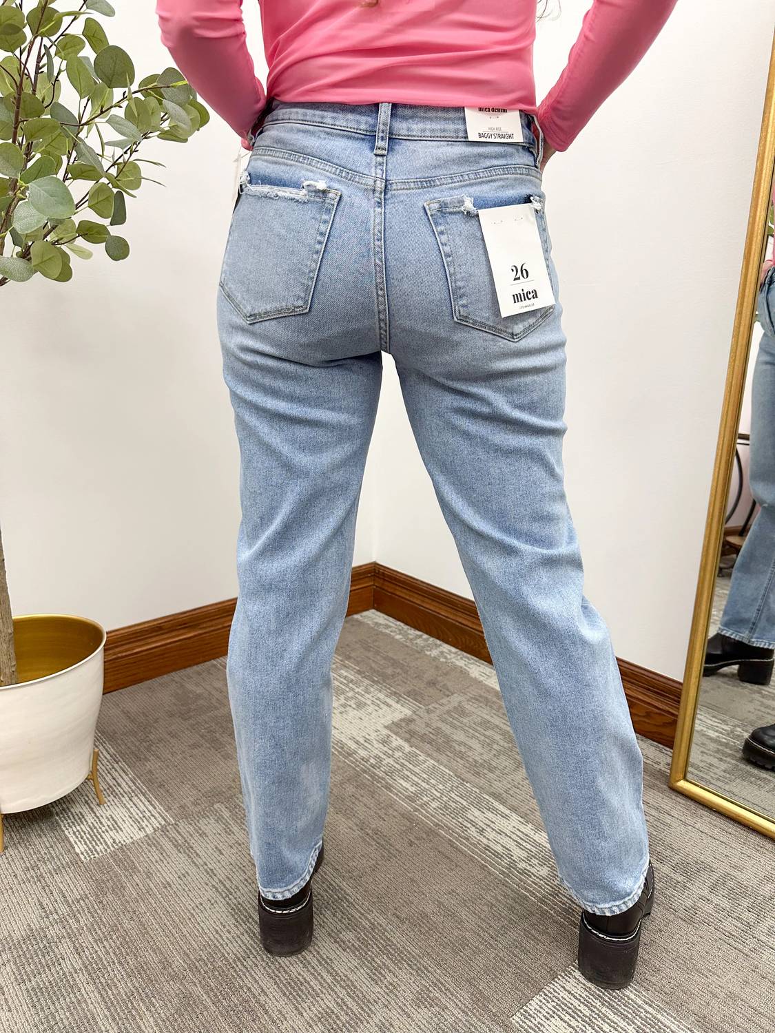 Mica Denim - Lora High Rise Baggy Straight Jeans