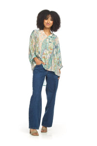 Papillon - Patchwork Lightweight Button Front Top