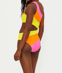 Beach Riot Joyce One Piece Bikini in soleil colorblock - women's swimwear - detail view