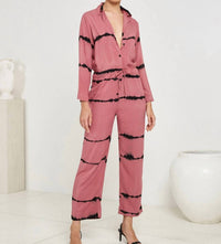 S/W/F Women's Relaxed Jumpsuit in mulberry tie dye - women's pants