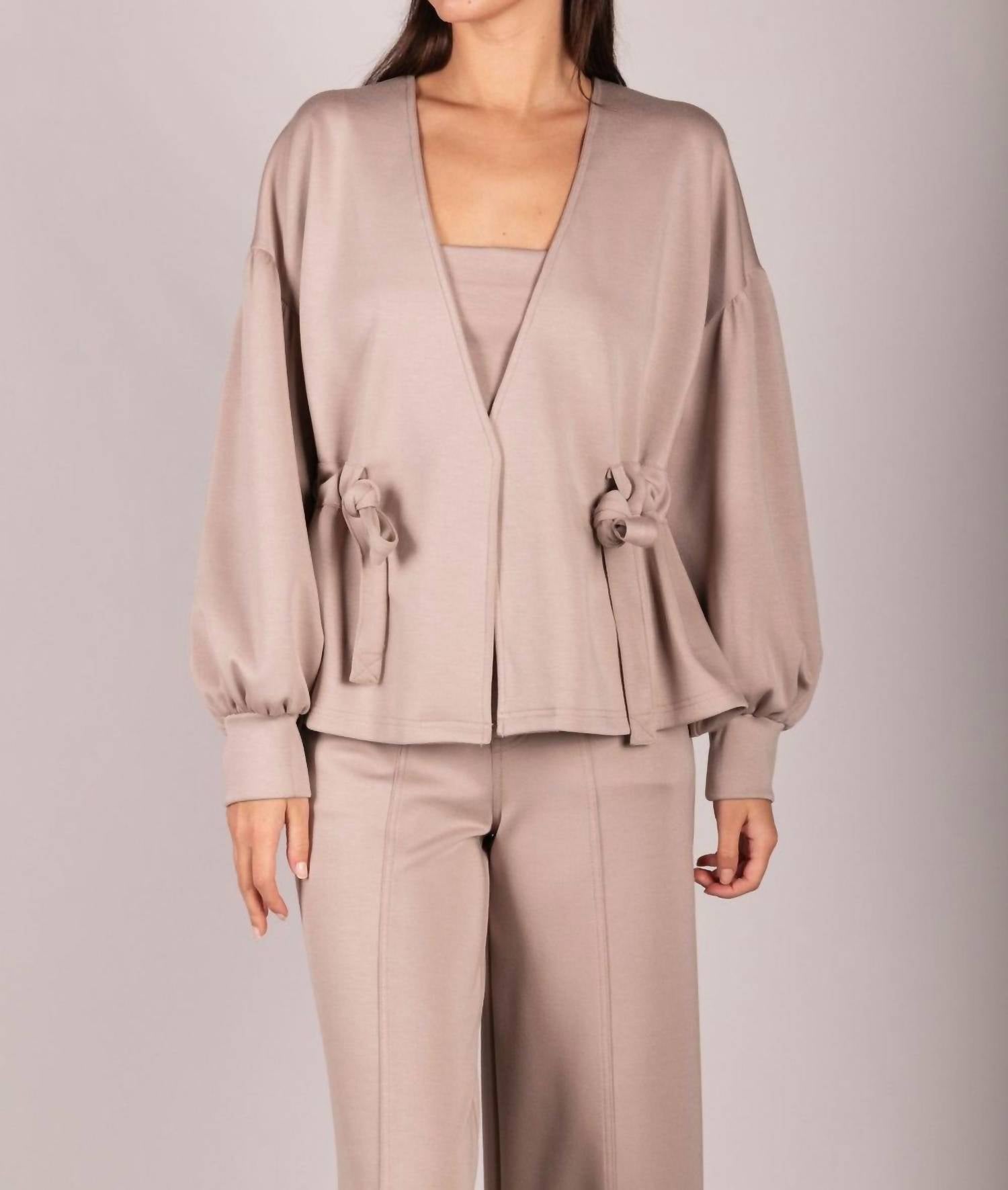 P.CILL Butter Modal Wrap Cardigan in taupe - women's cardigan