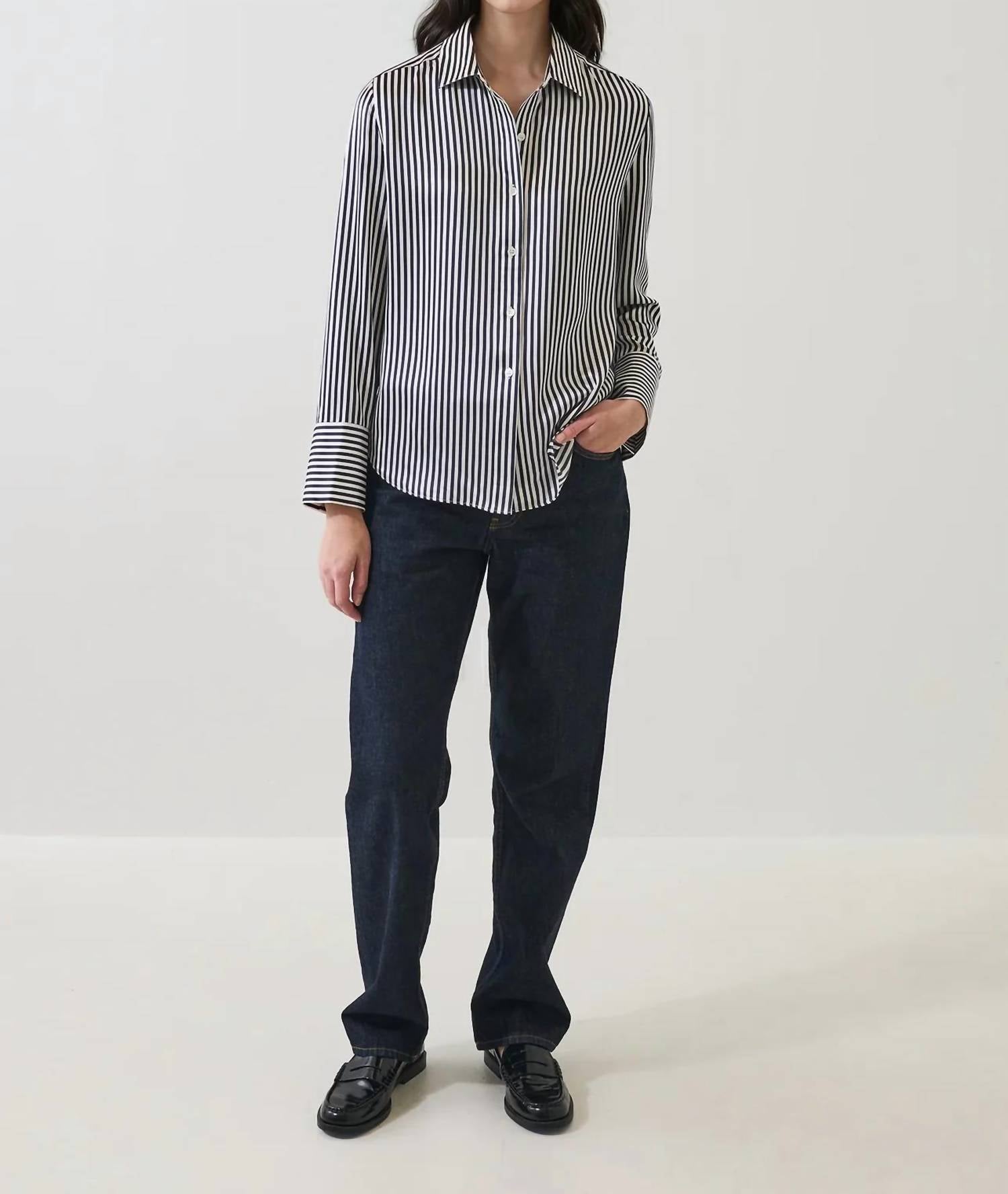 Patrick Assaraf - Long Sleeve Silk Satin Relaxed Shirt