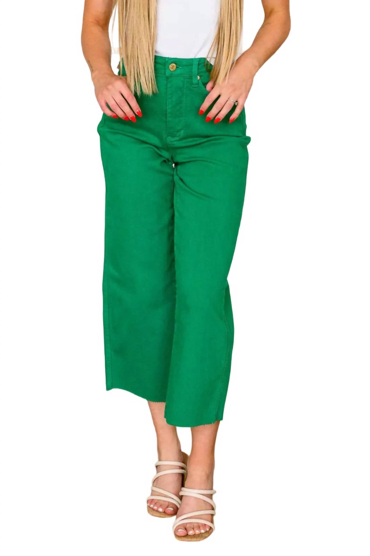 Judy Blue - High Rise Control Top Wide Leg Crop Jeans