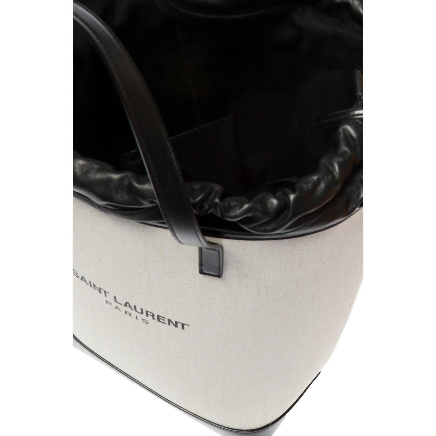 Saint Laurent - Women's Teddy Coated Linen Drawstring Bucket Bag