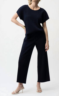 Joseph Ribkoff Pleated Scuba Crepe Wide Leg Pant in midnight blue - women's pants